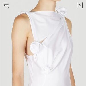 Coperni rose asymmetric midi dress